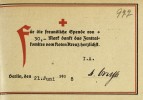Kartka pocztowa od Komitetu Centralnego Czerwonego Krzyża w Berlinie do  Powiatowego Stowarzyszenia Czerwonego Krzyża w Kwidzynie z podziękowaniem za przesłaną kwotę w wysokości 30 marek, Berlin, 21 czerwca 1918 r. APG, 34/76, s. 977.  