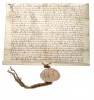 Mściwoj II, książę pomorski, zatwierdza klasztorowi Cysterek w Żarnowcu darowizny swoich poprzedników, 10 lutego 1279 r. [Pergamin, wym. 28 x 33,5 x 2,2 cm, łac., pieczęć woskowa przywieszona  na sznurze. APG, 942/8].  