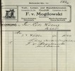 Rachunek  wystawiony przez firmę  F. v. Mogilowski z Kwidzyna dla Czerwonego Krzyża w Kwidzynie za zakup wełny, 1915. APG, 34/73, s. 583.  